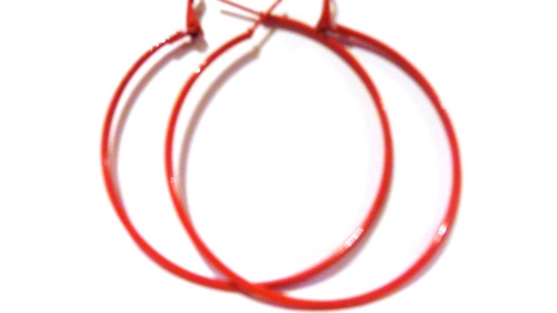 Divas Diggables Color Hoop Earrings Simple Thin Red Hoop Earrings 1.5 Inch Hoops - Image 2